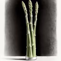 a tall stalk of green stalks in a clear glass vase