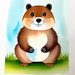 a large animal sitting in the grass next to a blue sky