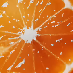 the skin of an orange showing the insides and seeds