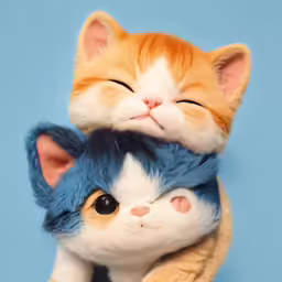 two stuffed kittens resting next to each other