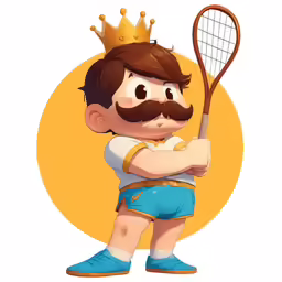 a painting of a man with a mustache wearing a tennis racquet