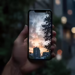 a person holding up an iphone in their hand