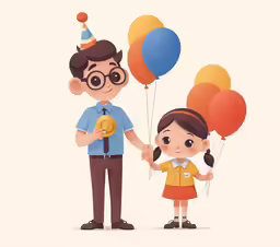 two children are holding balloons in the shape of their hands