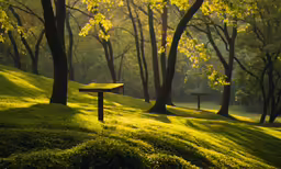 a park area with some trees in the background
