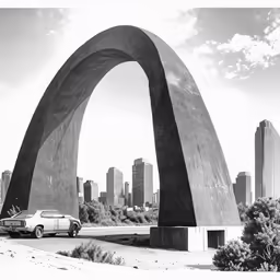 a very large arch sitting in the middle of a city