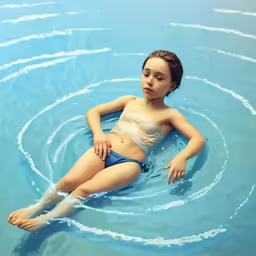 there is a woman that is floating in the water