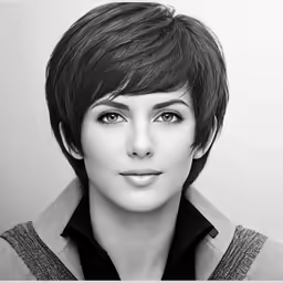 an elegant woman with a straight hair wearing a coat