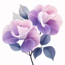 two purple and white flowers on a white background