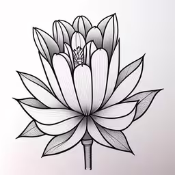 a black and white drawing of a large flower