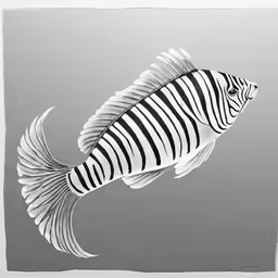 a black and white fish is floating in the water