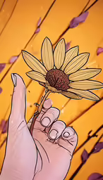 an umbrella that has a sunflower in it