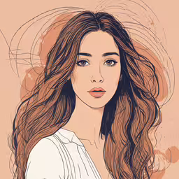 the portrait of a woman with long hair,a drawing of a girl with long hair