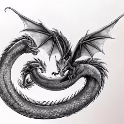 a drawing of two black dragon wings
