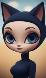an anime character with blue eyes wearing a black dress