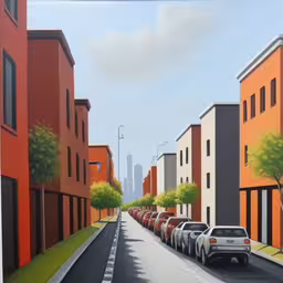 this painting depicts the empty streets in a city