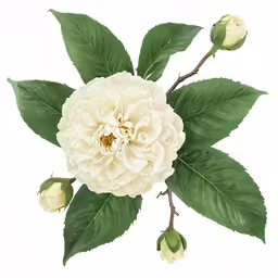 a large white flower with many green leaves