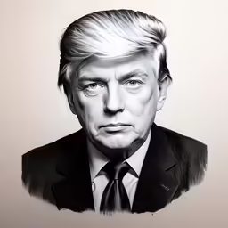 an ink drawing of a man in a suit with hair