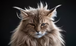 a fluffy cat with white hair looking at the camera