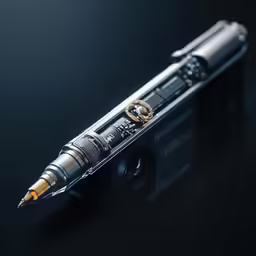 a pen with a writing device attached to it