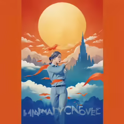 a poster for an imaginary novel showing a girl standing in front of a castle and flying red flags with the word hannahacynov