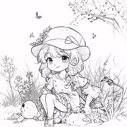 a cute girl sitting on the ground in the grass