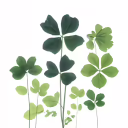 four leafed plants set against a white background