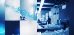 the color of a blurry photograph has been changed to blue