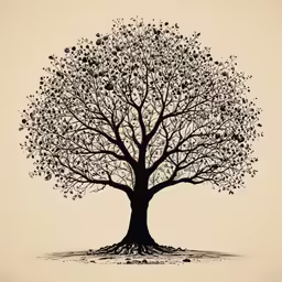 a tree with birds flying all over it