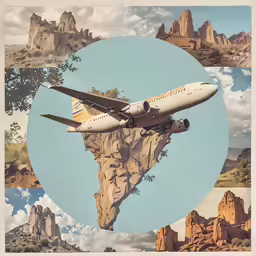 an airplane flies over some mountains in the sky