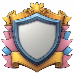a big shield with some ribbon around it