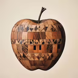 an apple that has been carved in a pattern
