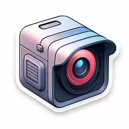 a camera sticker that is shaped like an icon
