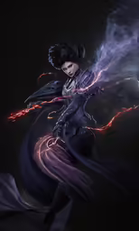 a fantasy woman holding a knife in her right hand