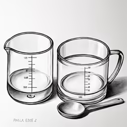drawing of glass and measuring cup