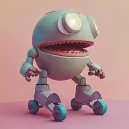 a robot that is riding a skateboard