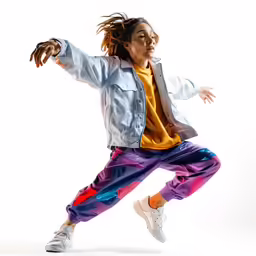 a person dancing on a white background