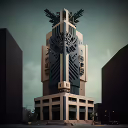 the large building has clock on the sides of it