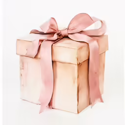 the pink bow is on top of this small box