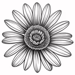 an artistic flower drawn on paper with lines,a black and white flower with the center,a drawing of a flower that has been drawn with black ink,an image of a flower drawn in pencil,an abstract flower drawing is shown in a black and white background