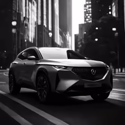 an electric car in the middle of a street