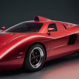 the red sports car is on display for photos