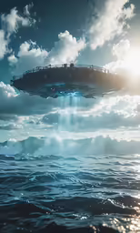 a very large object flying over the ocean