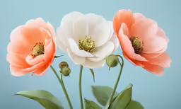 three flowers are shown in this close up picture