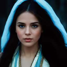 a close up of a person wearing a scarves