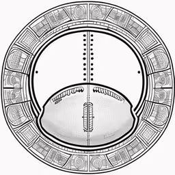 an old drawing of a football inside a circle,a circular object that is in the middle of a white circle,the inside workings of a round object with circles in it,an old - fashioned illustration of a large ball sitting in a circle,an old black and white circular engraving of a football