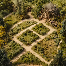 this is a small patch of grass with bushes and plants