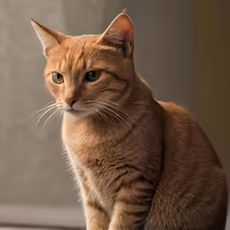 a cat sits with his tail wrapped around its neck