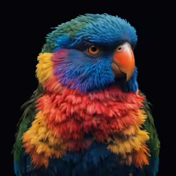 a brightly colored parrot with long hair