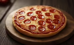 an image of a pizza on a wooden board