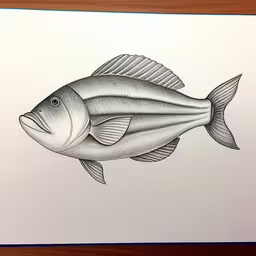 a drawing of a fish that is drawn